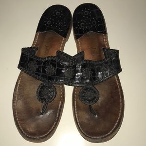 Jack Rogers Navajo Sandals, Black Snakeskin Sz 10